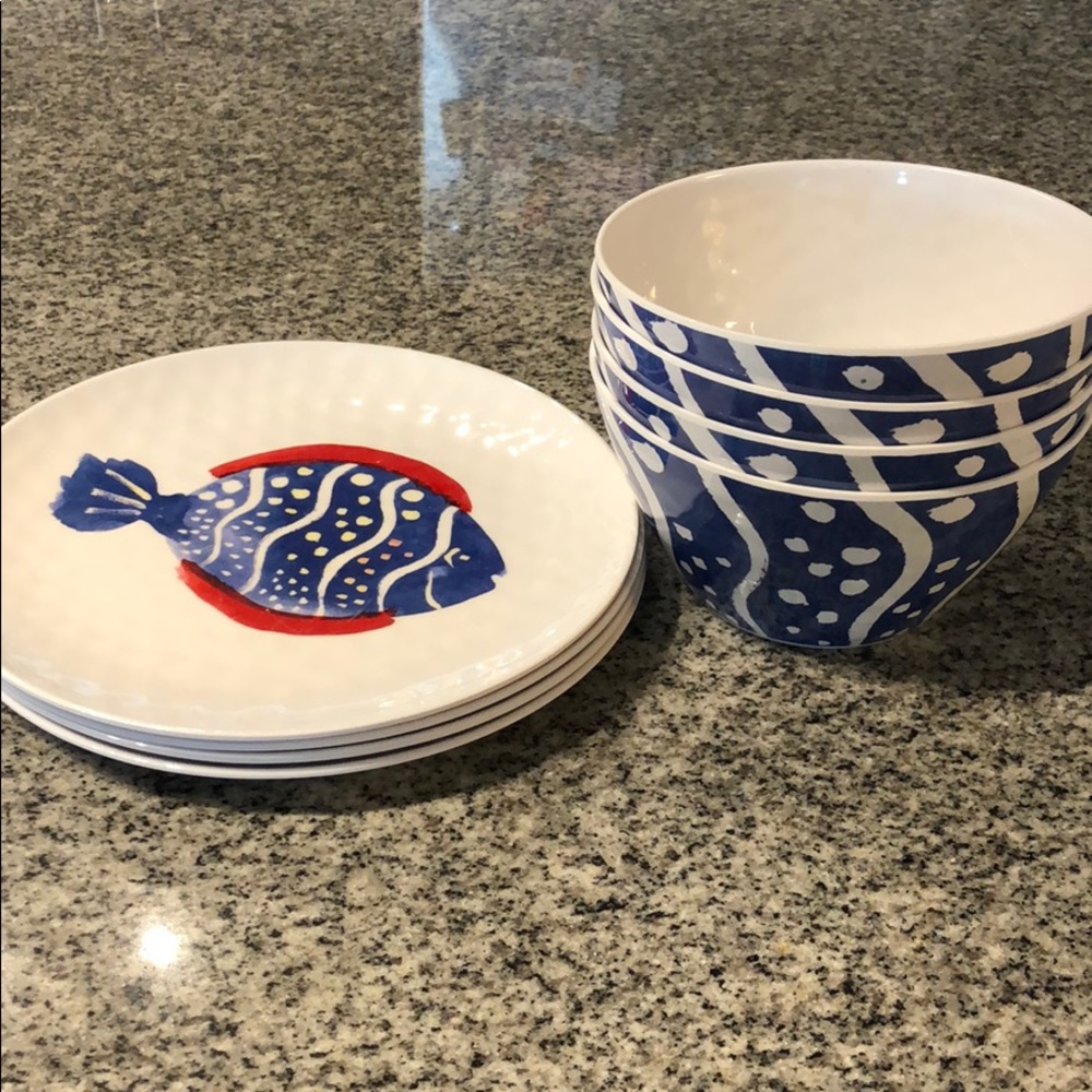 Crate & Barrel melamine bowls and plates